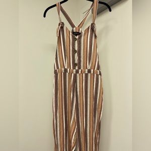 Boho striped button down jumpsuit